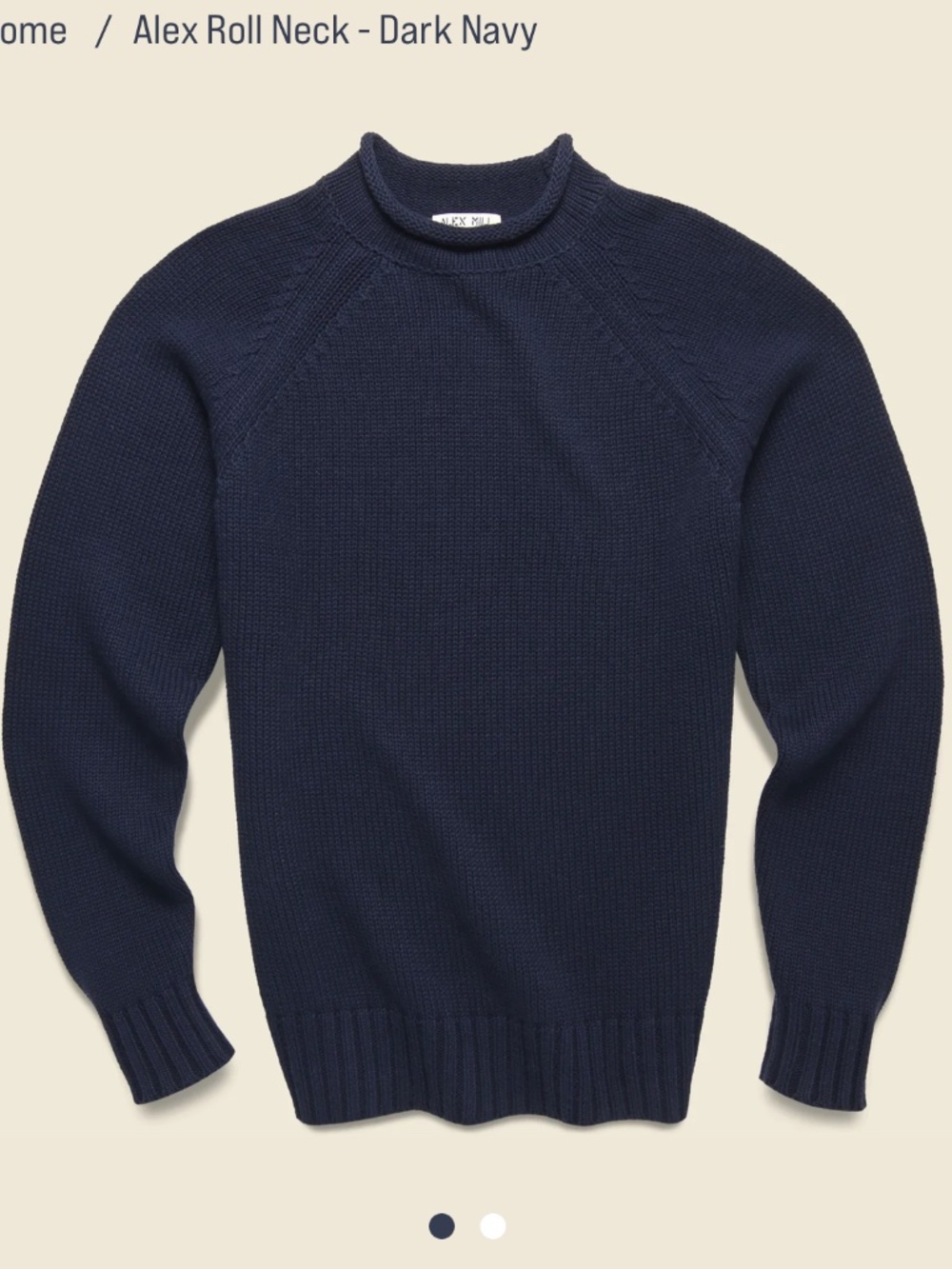 Alex Mill Roll Neck Sweater in Dark Navy Cotton